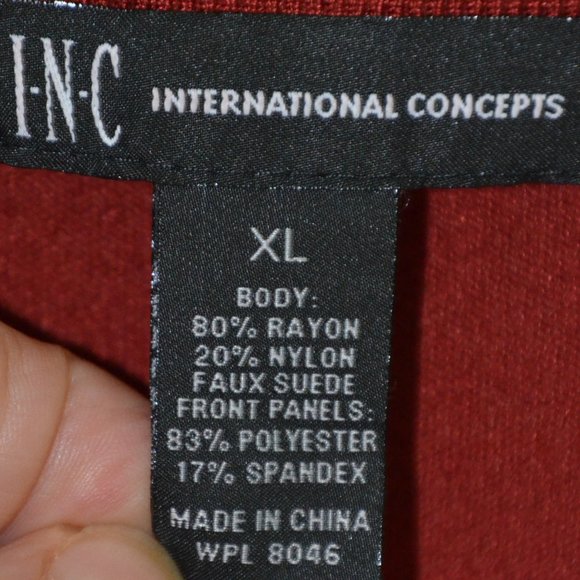 INC International Concepts Faux Suede & Knit Open Draped Cardigan Rust Size XL - Picture 6 of 11